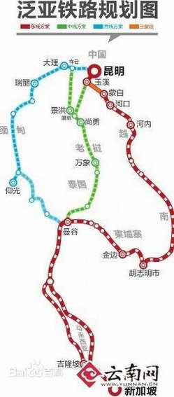 泰国将建两条高铁 穿过老挝与中国西南部联通中文地图